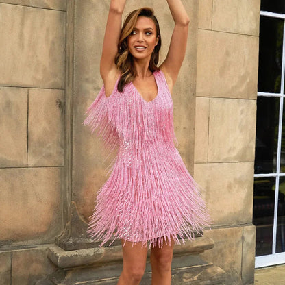 Elegant Cocktail Dress | A-Line Design with Fringe Feathers for Dazzling Style