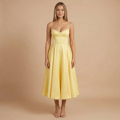 Elegant Collection | Women's Cocktail Midi Dress with Sweetheart Neckline | Flattering Fit for Timeless Style