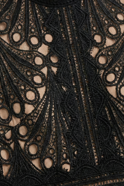 Elegant Collection | Women's Lace Midi Dress with High Neck & Cutwork Detail | Timeless Elegance for Formal Occasions