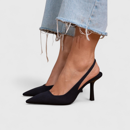 Elegant Comfort | Women's Black Heels with Cushioned Support | Stylish Footwear for All-Day Wear