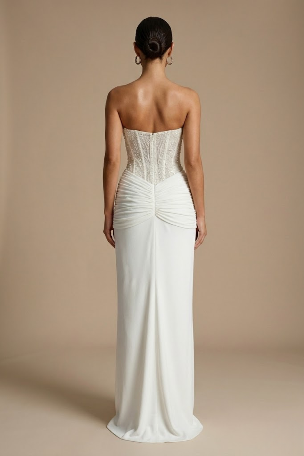 Elegant Evening Gown | Strapless Glitter Maxi Dress with Sculpted Silhouette for Stunning Impact
