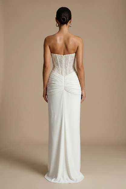 Elegant Evening Gown | Strapless Glitter Maxi Dress with Sculpted Silhouette for Stunning Impact