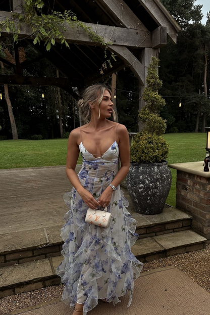 Elegant Floral Maxi Dress | Women's Dress with Cut-Out Design for Effortless Summer Style