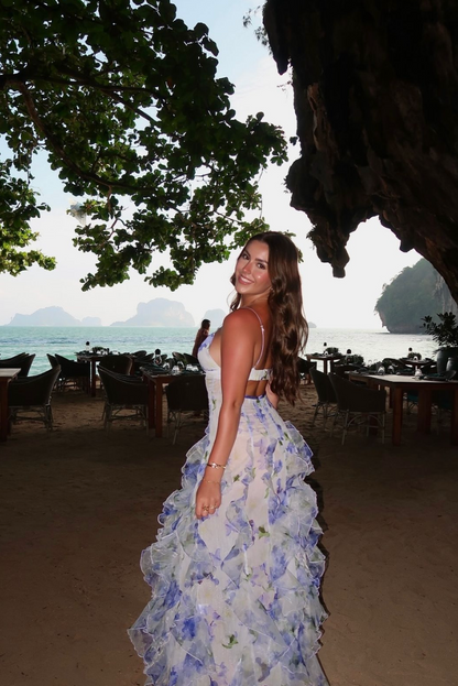 Elegant Floral Maxi Dress | Women's Dress with Cut-Out Design for Effortless Summer Style