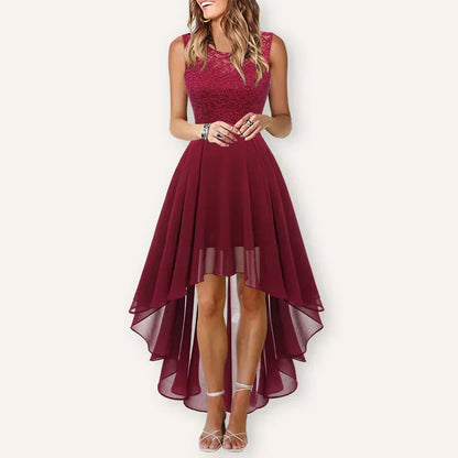 Elegant High Low Dress | Women's Satin Cowl Neck A-Line for Wedding Guests
