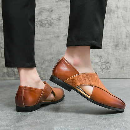 Elegant Leather Loafers for Women with Textured Weave & Supportive Sole for All-Day Comfort