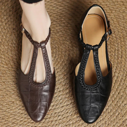 Elegant Leather Mary Janes | T-Strap Design with Cushioned Sole | Comfortable Women's Shoes for Everyday Style