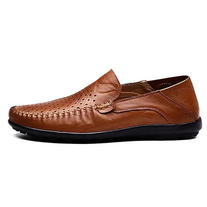 Elegant Loafers | Black Leather Slip-Ons with Perforated Design | Stylish Comfort for Women