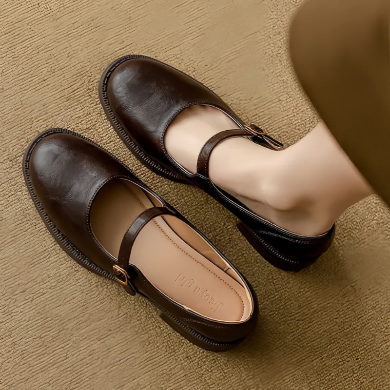 Elegant Mary Jane Flat Shoes for Women with Cushioned Insole | Adjustable Strap for All-Day Comfort