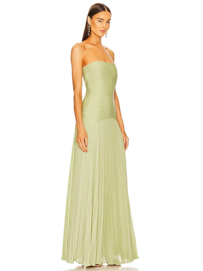 Elegant Maxi Dress | Strapless Pleated Design with Flowy Skirt for Effortless Style