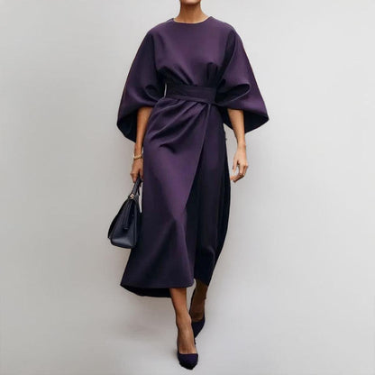 Elegant Maxi Dress | Women's Dress with Satin Feel & Batwing Sleeves | Versatile Wedding Guest Dress for Effortless Style