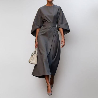 Elegant Maxi Dress | Women's Dress with Satin Feel & Batwing Sleeves | Versatile Wedding Guest Dress for Effortless Style