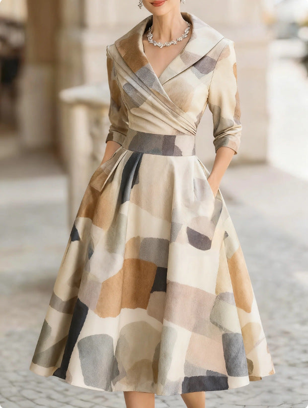 Elegant Midi Dress | Women's Dress with Floral Print & Structured Fit | Perfect for Wedding Guests and Formal Events