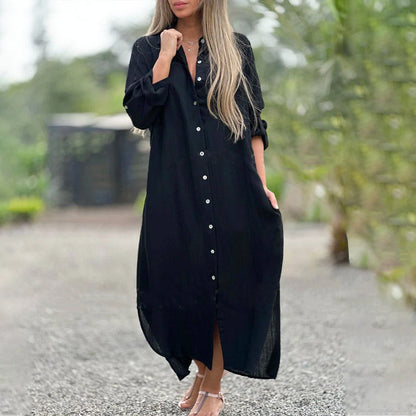 Elegant Spring Dress | Women's Dress with Button-Front Design | Versatile Everyday Wear for Effortless Style