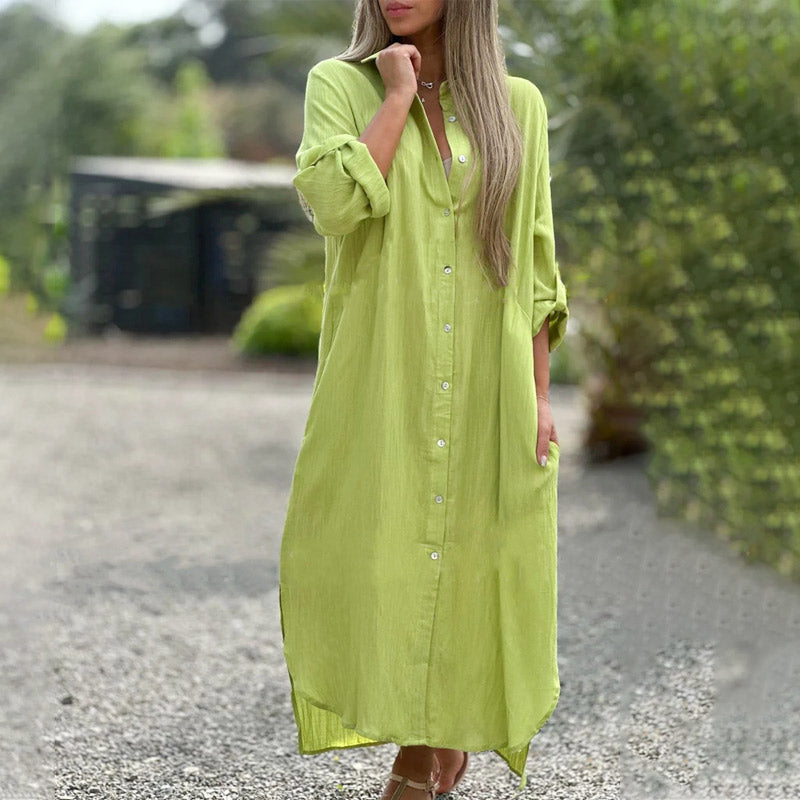 Elegant Spring Dress | Women's Dress with Button-Front Design | Versatile Everyday Wear for Effortless Style