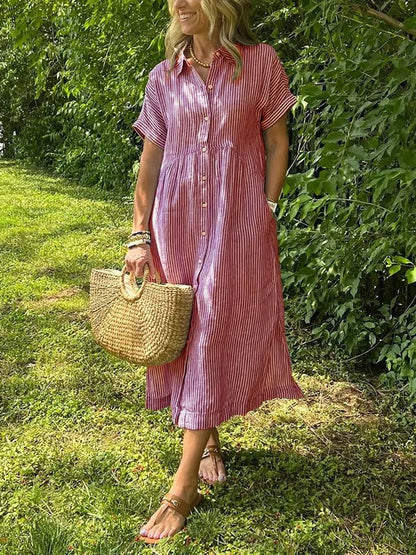 Elegant Striped Shirt Dress for Women with Classic Collar | Effortless Style for Any Occasion