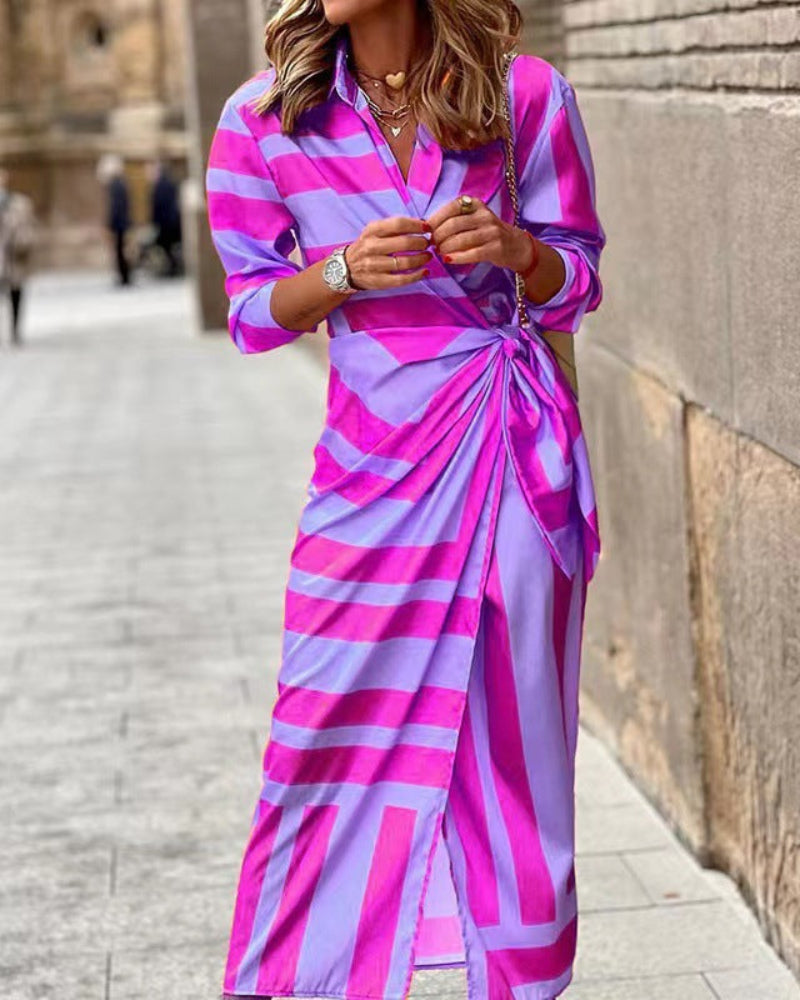 Elegant Summer Dresses | Women's Wrap Dress with Collared Neckline | Adjustable Fit for Effortless Style