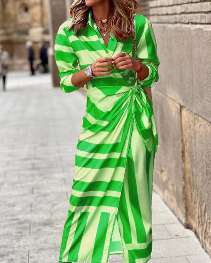 Elegant Summer Dresses | Women's Wrap Dress with Collared Neckline | Adjustable Fit for Effortless Style
