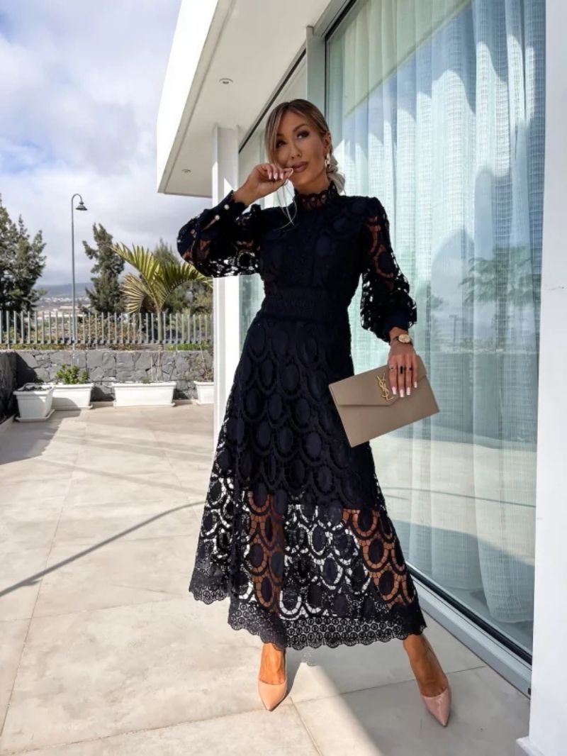 Elegant Summer Evening Dress | Long Sleeve Midi Design with Flattering Silhouette for Special Occasions