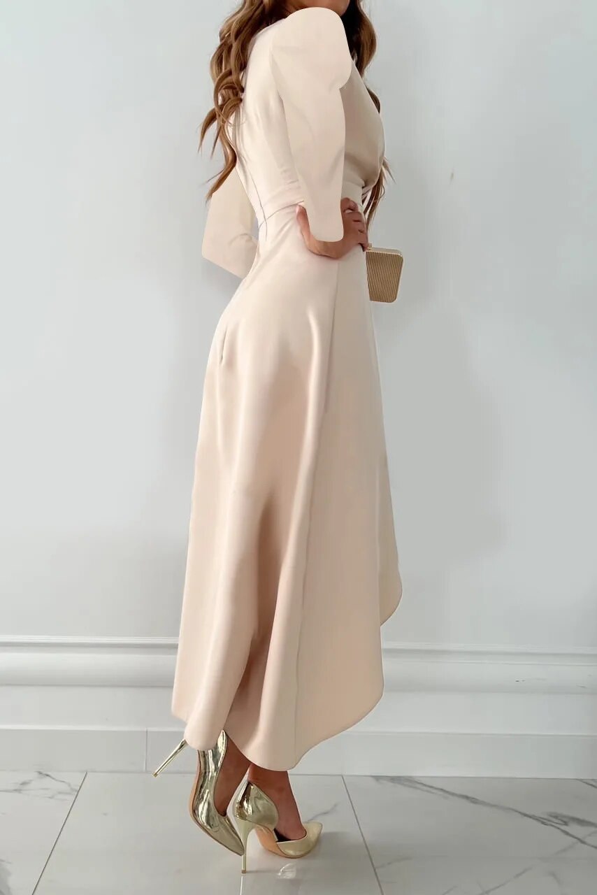 Elegant V Neck Midi Dress | Flattering Sheath Fit with Slit for Summer Style
