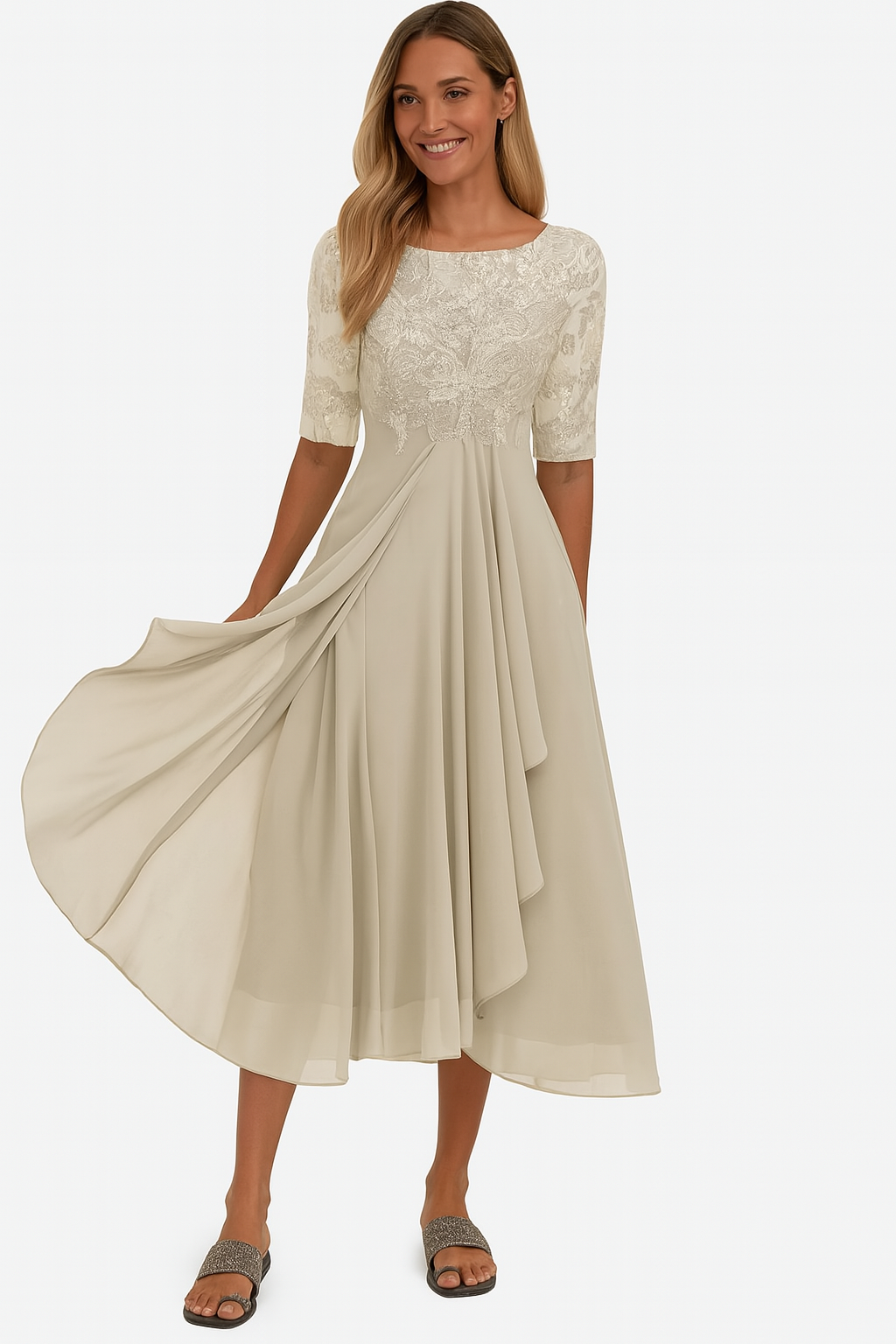 Elegant Women's A-Line Midi Dress for Summer with Flattering Silhouette | Lightweight & Breathable Fabric for Effortless Style