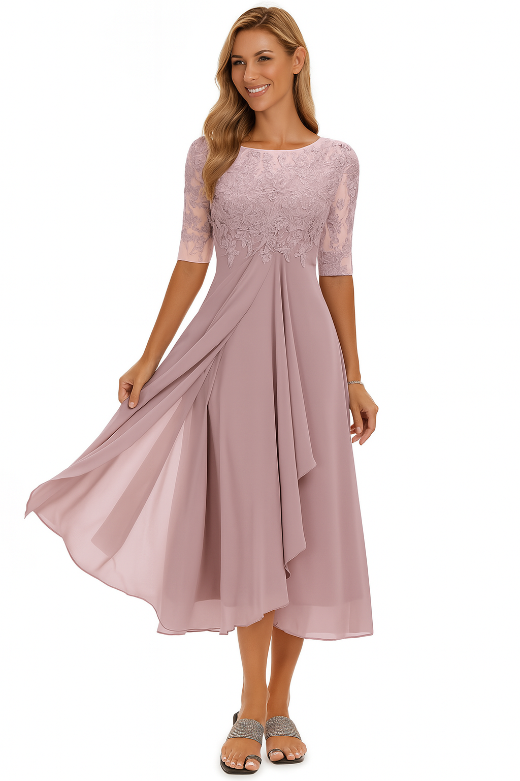 Elegant Women's A-Line Midi Dress for Summer with Flattering Silhouette | Lightweight & Breathable Fabric for Effortless Style