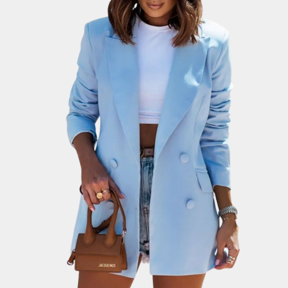 Elegant Women's Blazer | Black Double-Breasted Design with Tailored Fit for Smart Casual Style
