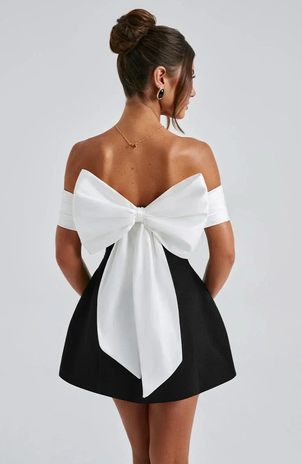 Elegant Women's Cocktail Mini Dress with Oversized Bow | Stunning Off-Shoulder Design for Effortless Chic Looks