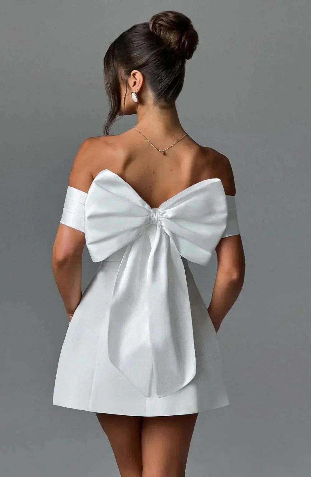 Elegant Women's Cocktail Mini Dress with Oversized Bow | Stunning Off-Shoulder Design for Effortless Chic Looks