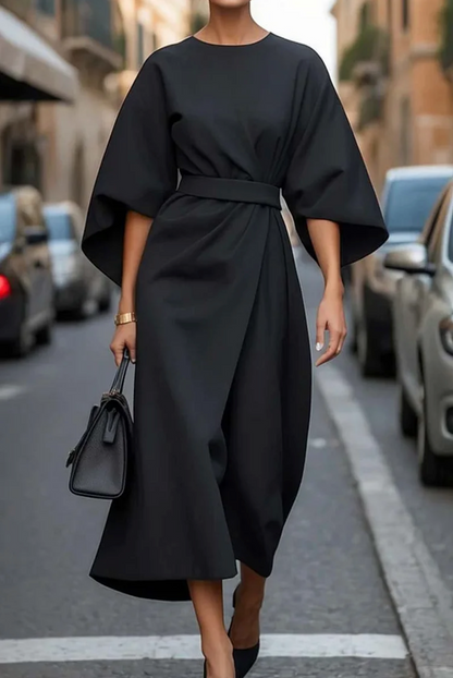 Elegant Women's Dress | Midi Lantern Sleeve Dress with Soft Fabric | Stylish Comfort for Winter Wear