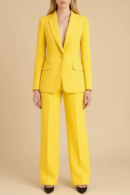 Elegant Women's Suit | Tailored Pant Suit Set with Wide-Leg Pants for Effortless Professional Style