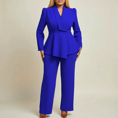 Elegant Women's Suit | Tailored Peplum Blazer Pant Suit with Comfortable Fit | Versatile Two-Piece Set for Professional Occasions