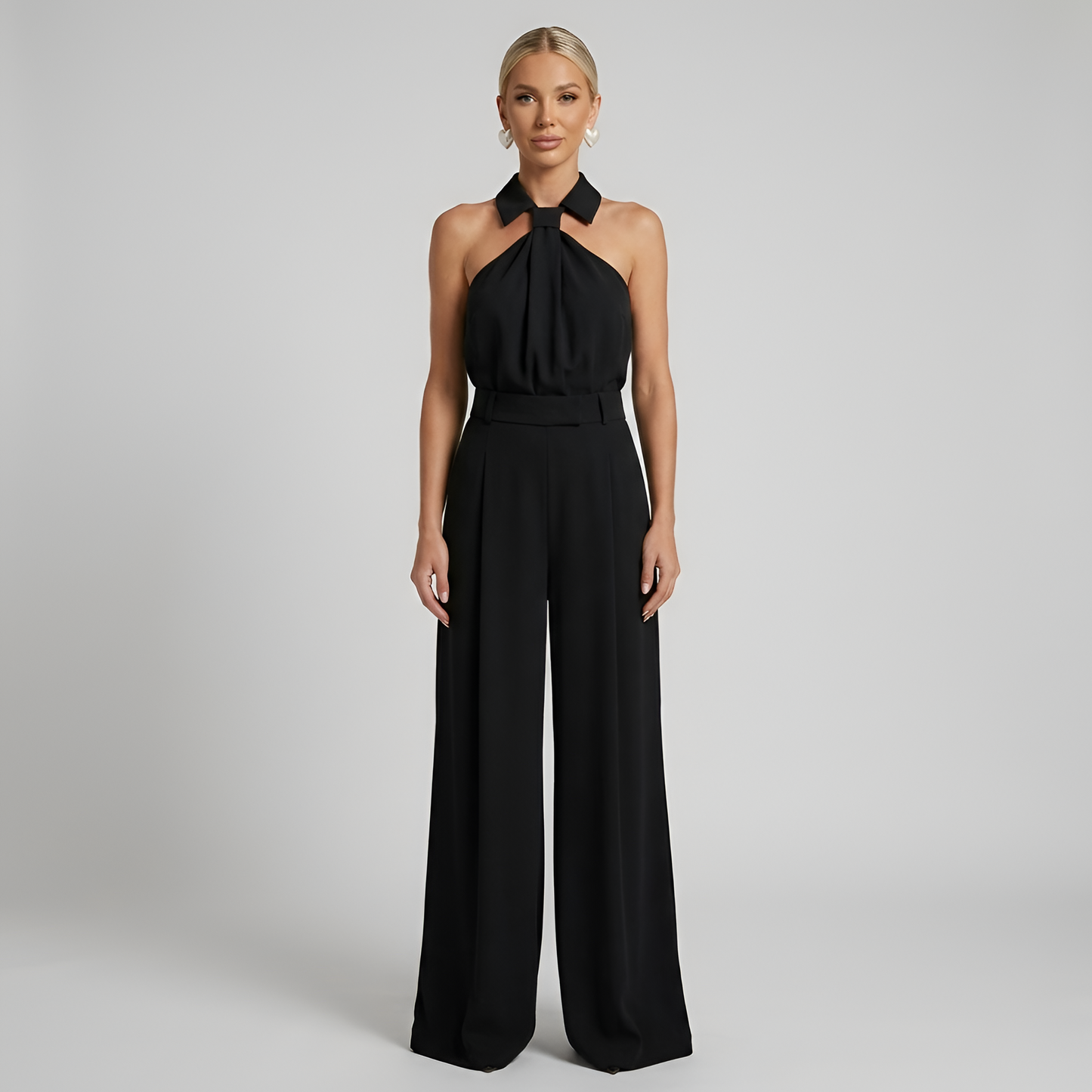 Elegant Women's Tracksuit Set with Palazzo Pants & Halter Top for Effortless Style