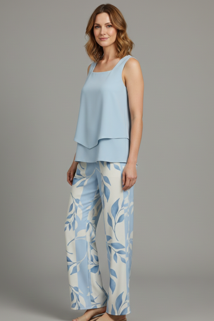 Elegant Women's Two Piece Set | Sleeveless Top & Wide Leg Trousers for Effortless Style
