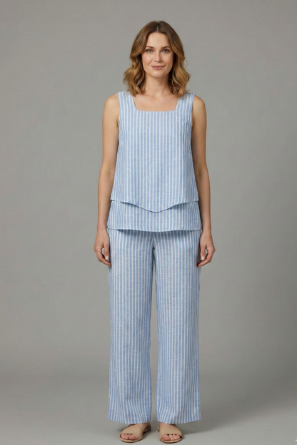 Elegant Women's Two Piece Set with Sleeveless Top & Wide Leg Trousers for Effortless Style