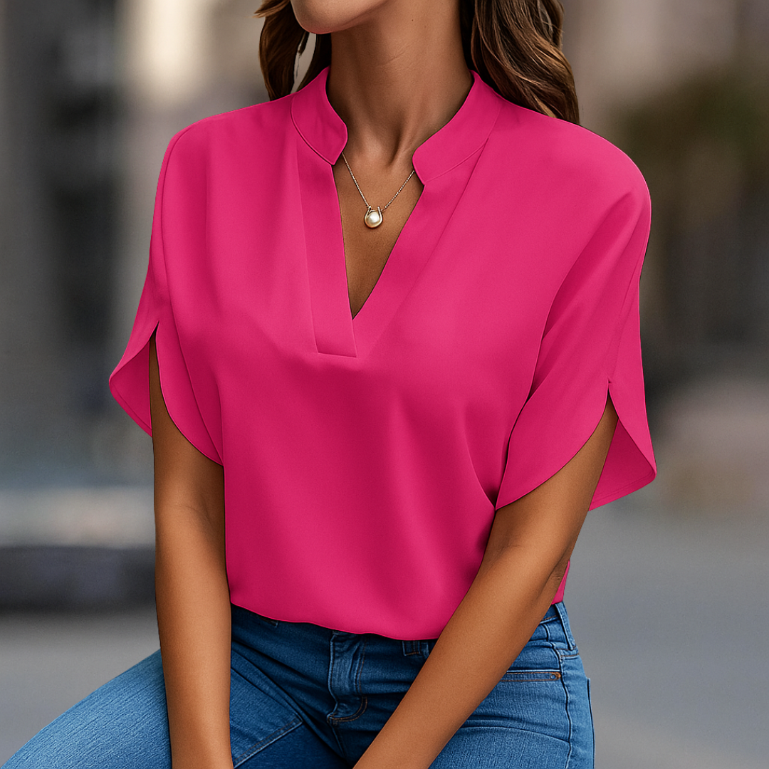 Elena Collection | Women's Blouse with Elegant V-Neck & Flowy Sleeves | Versatile Top for Any Occasion