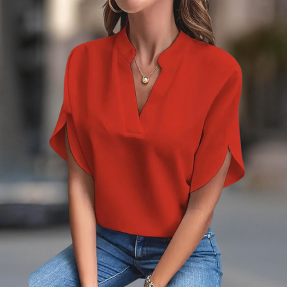 Elena Collection | Women's Blouse with Elegant V-Neck & Flowy Sleeves | Versatile Top for Any Occasion