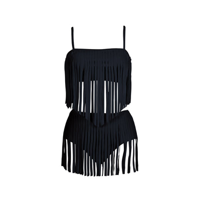 Eloura-Moda | High Waisted Bikini Set with Fringe Design | Stylish Swimwear for Beach and Pool