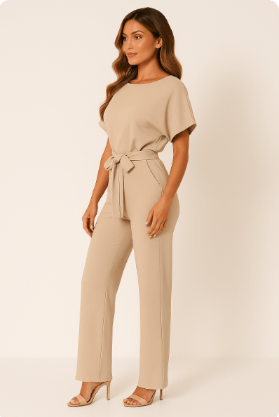 Elva | Elegant Jumpsuit for Women with Adjustable Tie Belt | Flattering Fit for All Occasions