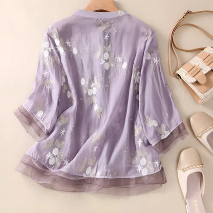 Emily Collection | Women's Top with Intricate Floral Embroidery | Soft Cotton for Effortless Style