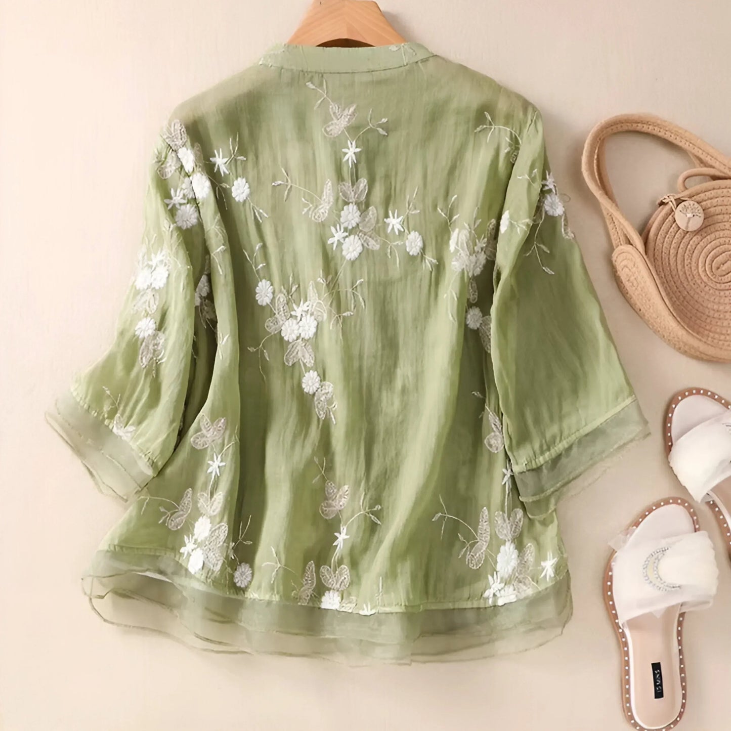 Emily Collection | Women's Top with Intricate Floral Embroidery | Soft Cotton for Effortless Style