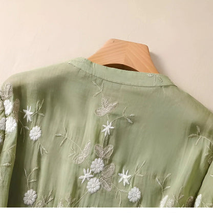 Emily Collection | Women's Top with Intricate Floral Embroidery | Soft Cotton for Effortless Style