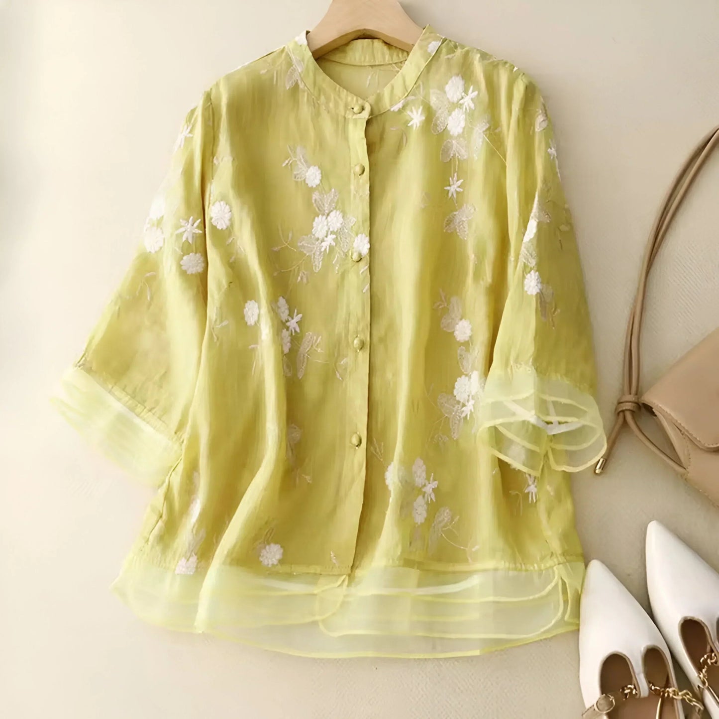 Emily Collection | Women's Top with Intricate Floral Embroidery | Soft Cotton for Effortless Style