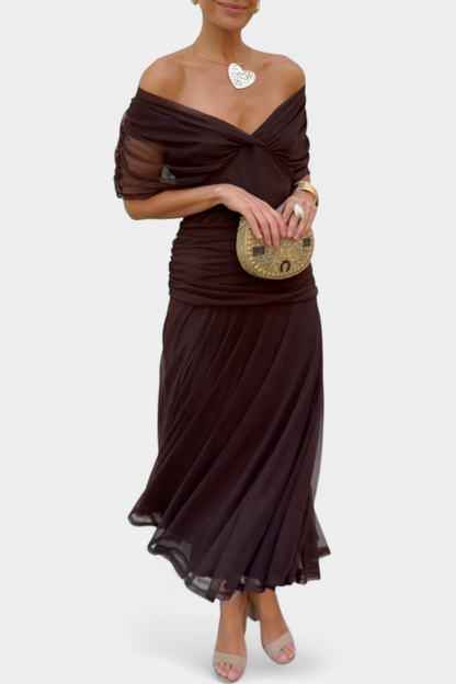 Eryzziah | Women's Floral Print Dress with V-Neckline | Elegant Summer Style for Wedding Guests and Special Occasions