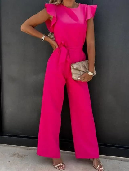 Evelyn | Women's Elegant Jumpsuit with Ruffled Sleeves & Matching Belt | Versatile Outfit for Any Occasion