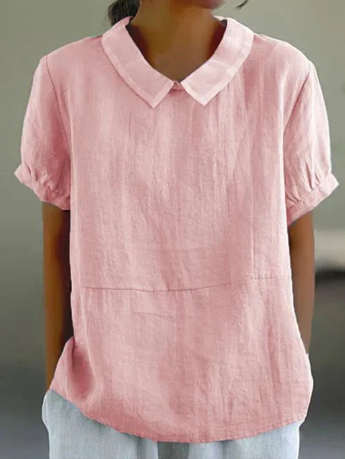 Fiona Collection | Women's Blouse with Peter Pan Collar | Lightweight Linen Summer Top for Effortless Style