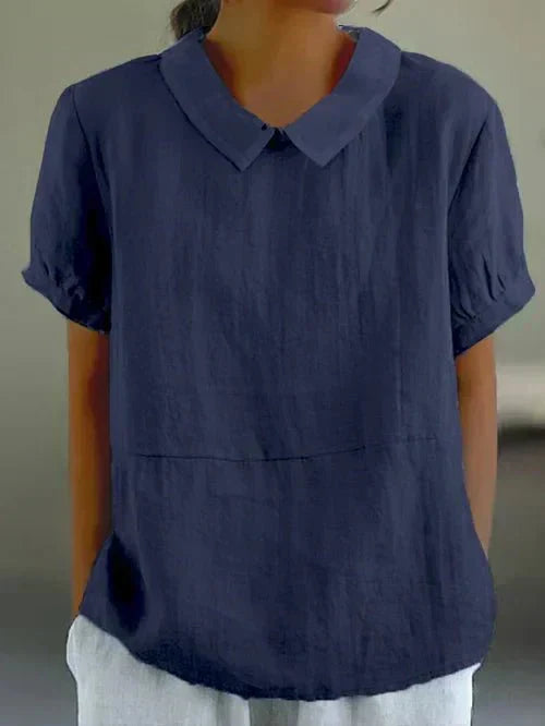 Fiona Collection | Women's Blouse with Peter Pan Collar | Lightweight Linen Summer Top for Effortless Style