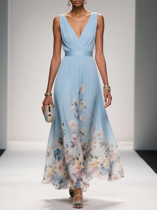 Fiona | Women's Floral Print Dress with Flowing Silhouette | Stylish Summer Dress for Wedding Guests