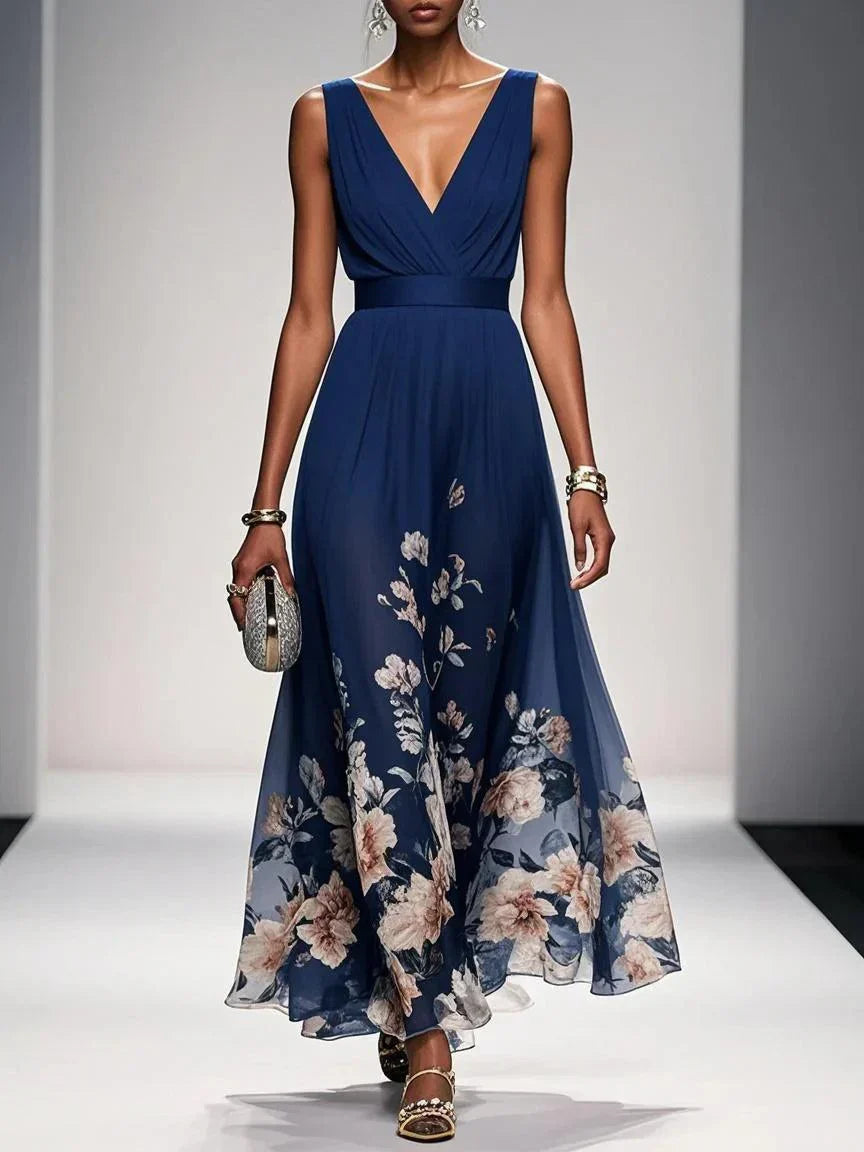 Fiona | Women's Floral Print Dress with Flowing Silhouette | Stylish Summer Dress for Wedding Guests