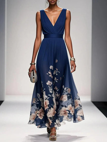 Fiona | Women's Floral Print Dress with Flowing Silhouette | Stylish Summer Dress for Wedding Guests